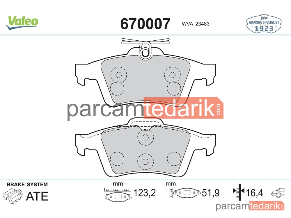 670007 | Fren Balatası (Arka) — Ford Focus III, Ford C-Max II, Ford Grand C-Max